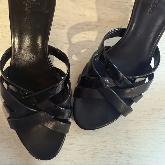 Cole Haan Air Alina Slide Black Patent Low Heel Sandals Size 6.5 in Box - Picture 4 of 9